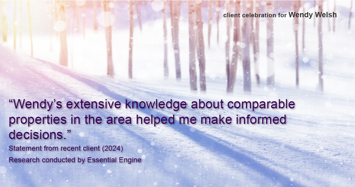 Testimonial for real estate agent Wendy Welsh with Coldwell Banker Realty in Willis, TX: "Wendy's extensive knowledge about comparable properties in the area helped me make informed decisions."