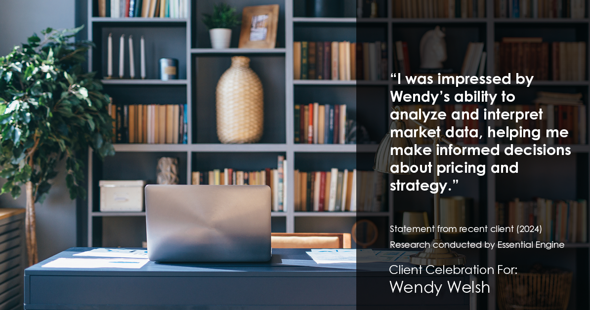 Testimonial for real estate agent Wendy Welsh with Coldwell Banker Realty in Willis, TX: "I was impressed by Wendy's ability to analyze and interpret market data, helping me make informed decisions about pricing and strategy."