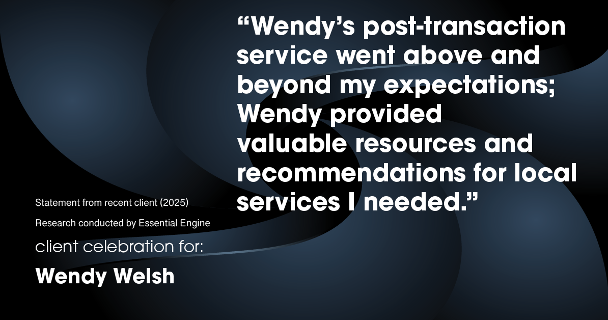 Testimonial for real estate agent Wendy Welsh with Coldwell Banker Realty in Willis, TX: "Wendy's post-transaction service went above and beyond my expectations; Wendy provided valuable resources and recommendations for local services I needed."