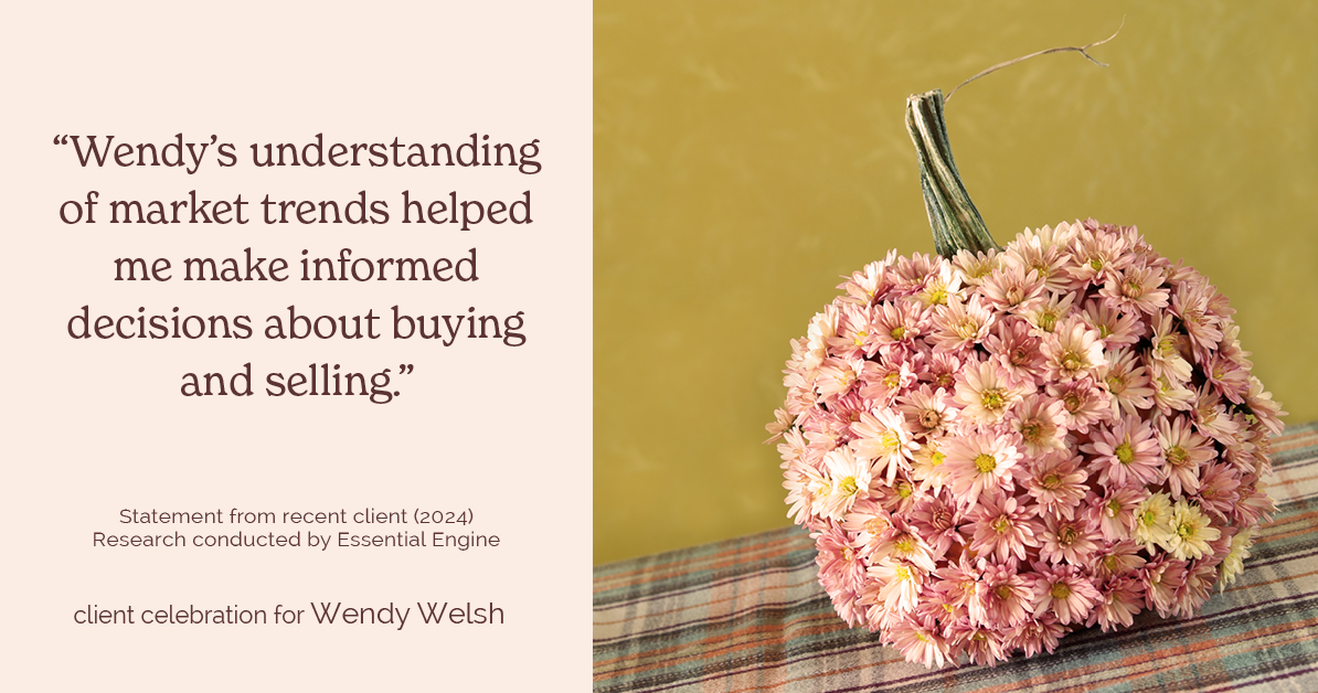 Testimonial for real estate agent Wendy Welsh with Coldwell Banker Realty in Willis, TX: "Wendy's understanding of market trends helped me make informed decisions about buying and selling."