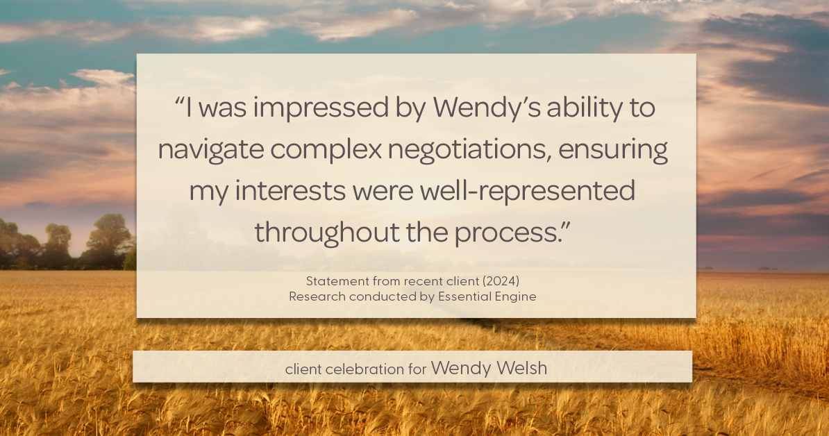 Testimonial for real estate agent Wendy Welsh with Coldwell Banker Realty in Willis, TX: "I was impressed by Wendy's ability to navigate complex negotiations, ensuring my interests were well-represented throughout the process."