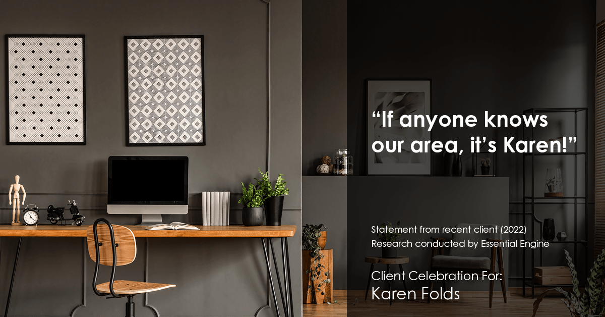 Testimonial for real estate agent Karen Folds with Sam Folds Realtors in Jacksonville, FL: "If anyone knows our area, it's Karen!"