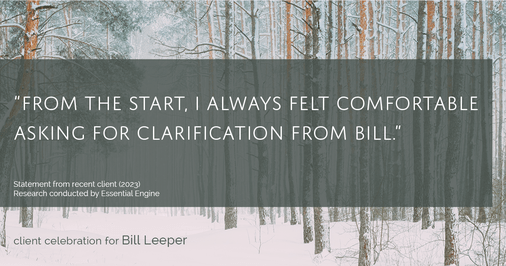 Testimonial for real estate agent Bill Leeper with Keller Williams in , : "From the start, I always felt comfortable asking for clarification from Bill."