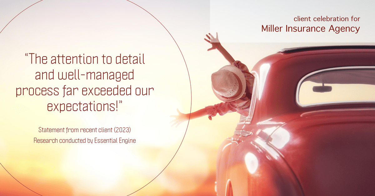 Testimonial for insurance professional Bert Miller in , : "The attention to detail and well-managed process far exceeded our expectations!"