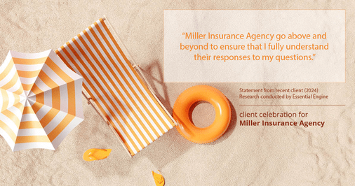 Testimonial for insurance professional Bert Miller in , : "Miller Insurance Agency go above and beyond to ensure that I fully understand their responses to my questions."