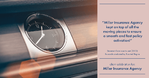 Testimonial for insurance professional Bert Miller in , : "Miller Insurance Agency kept on top of all the moving pieces to ensure a smooth and fast policy activation!"
