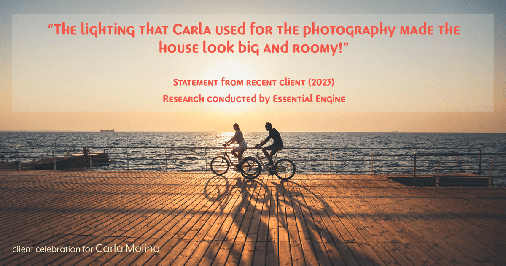 Testimonial for real estate agent Carla L. Molino with Coldwell Banker Realty in San Diego, CA: "The lighting that Carla used for the photography made the house look big and roomy!"