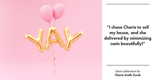Testimonial for real estate agent Cherie Smith Zurek with RE/MAX in Lake Zurich, IL: "I chose Cherie to sell my house, and she delivered by minimizing costs beautifully!"