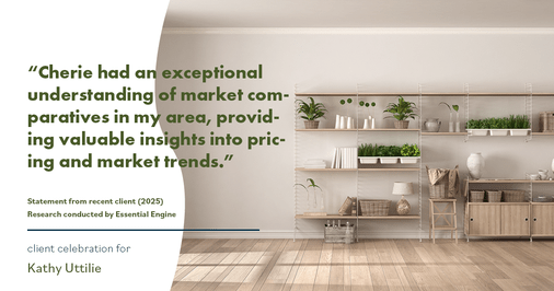 Testimonial for real estate agent Cherie Smith Zurek with RE/MAX in Lake Zurich, IL: "Cherie had an exceptional understanding of market comparatives in my area, providing valuable insights into pricing and market trends."