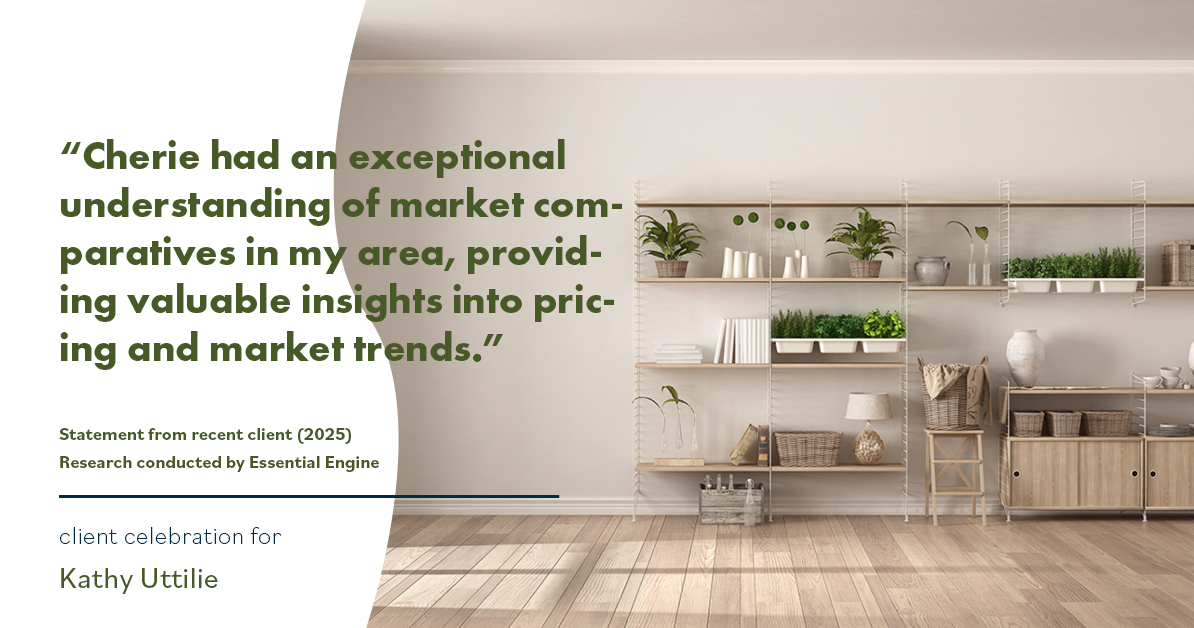 Testimonial for real estate agent Cherie Smith Zurek with RE/MAX in Lake Zurich, IL: "Cherie had an exceptional understanding of market comparatives in my area, providing valuable insights into pricing and market trends."