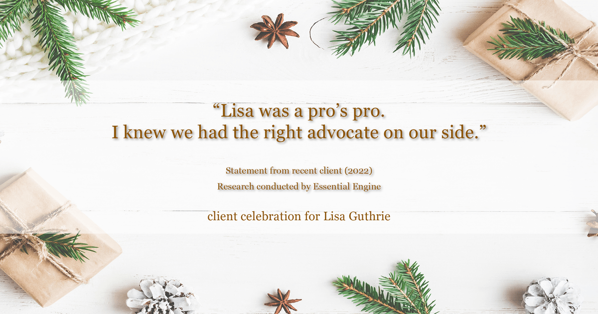 Testimonial for real estate agent Lisa Guthrie with Keller Williams Preferred Realty in , : "Lisa was a pro’s pro. I knew we had the right advocate on our side."