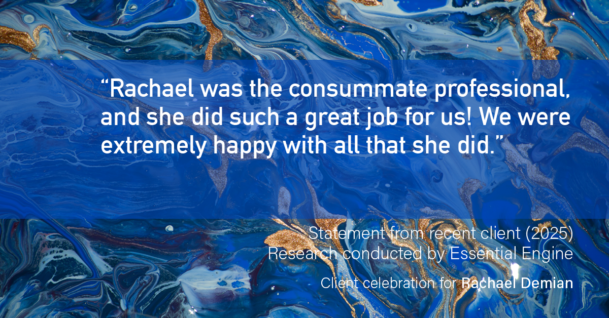 Testimonial for real estate agent Rachael Demian with Signature Realty in Westminster, CO: “Rachael was the consummate professional, and she did such a great job for us! We were extremely happy with all that she did.”
