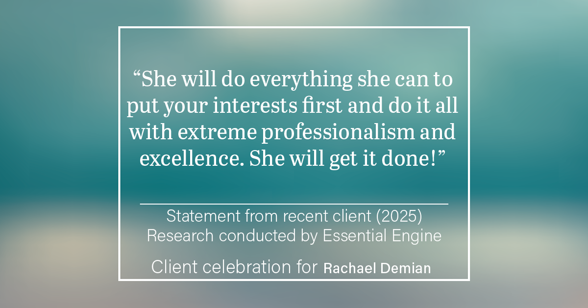 Testimonial for real estate agent Rachael Demian with Signature Realty in Westminster, CO: “She will do everything she can to put your interests first and do it all with extreme professionalism and excellence. She will get it done!”