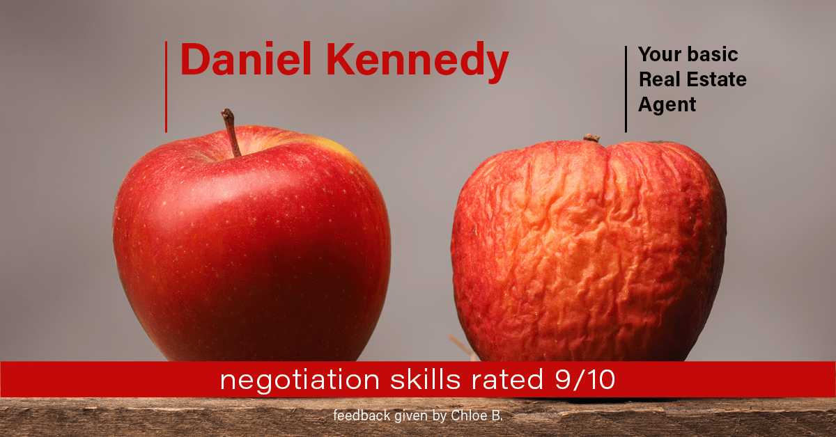 Testimonial for real estate agent Daniel Kennedy with Coldwell Banker Bain Seattle Lake Union in Seattle, WA: Happiness Meters: Apples (9/10 - Negotiation Skills - Chloe B.)