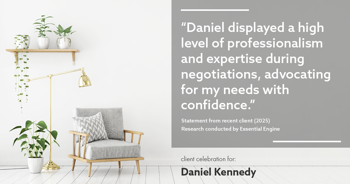 Testimonial for real estate agent Daniel Kennedy with Coldwell Banker Bain Seattle Lake Union in Seattle, WA: "Daniel displayed a high level of professionalism and expertise during negotiations, advocating for my needs with confidence."