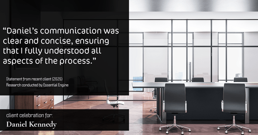 Testimonial for real estate agent Daniel Kennedy with Coldwell Banker Bain Seattle Lake Union in Seattle, WA: "Daniel's communication was clear and concise, ensuring that I fully understood all aspects of the process."