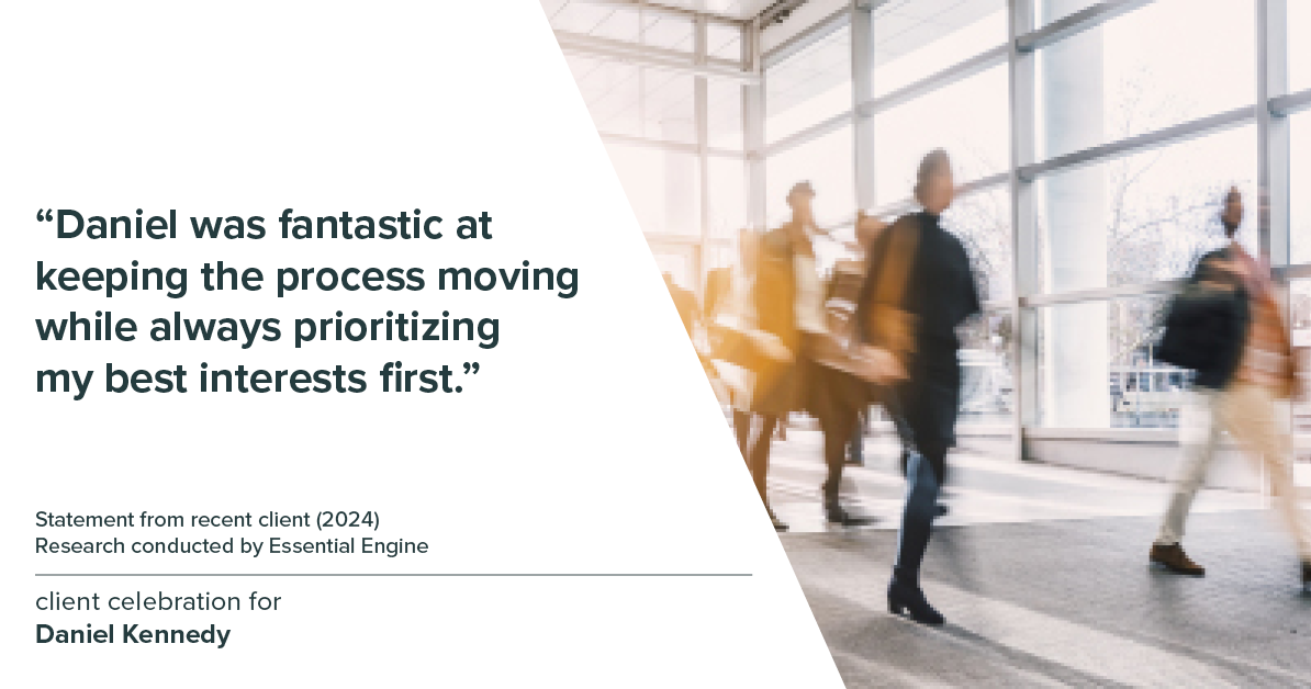 Testimonial for real estate agent Daniel Kennedy with Coldwell Banker Bain Seattle Lake Union in Seattle, WA: "Daniel was fantastic at keeping the process moving while always prioritizing my best interests first."