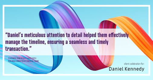 Testimonial for real estate agent Daniel Kennedy with Coldwell Banker Bain Seattle Lake Union in Seattle, WA: "Daniel's meticulous attention to detail helped them effectively manage the timeline, ensuring a seamless and timely transaction."