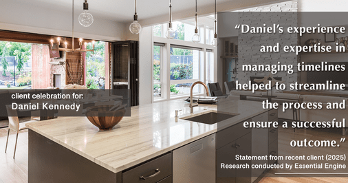 Testimonial for real estate agent Daniel Kennedy with Coldwell Banker Bain Seattle Lake Union in Seattle, WA: "Daniel's experience and expertise in managing timelines helped to streamline the process and ensure a successful outcome."