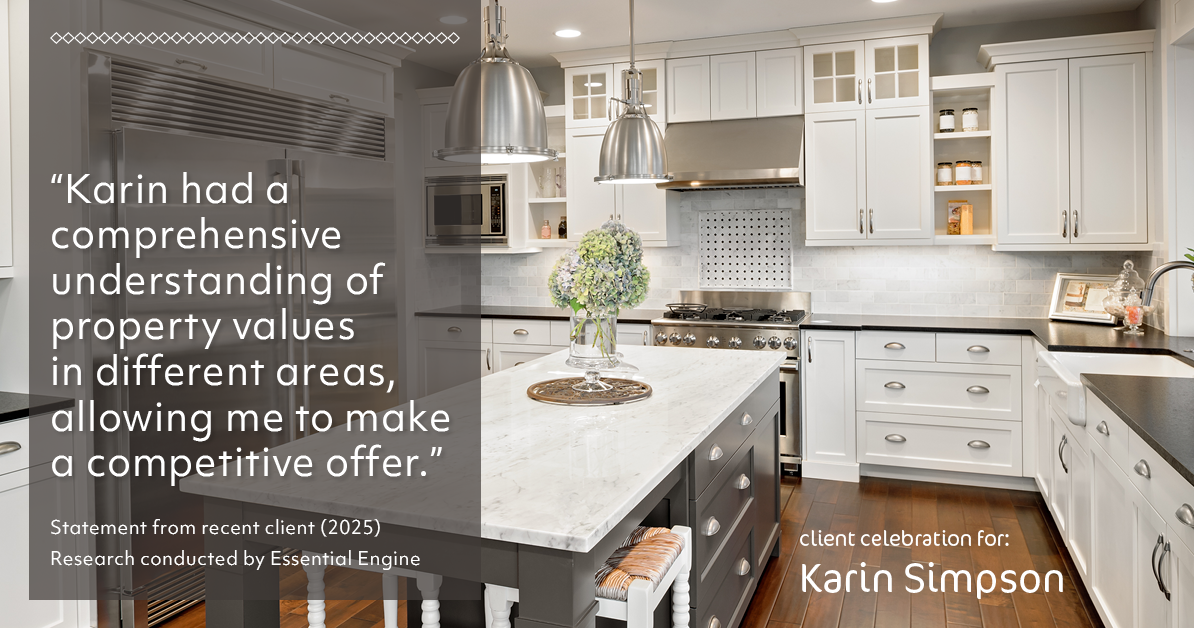 Testimonial for real estate agent Karin Simpson with Simpson Group Real Estate in , : "Karin had a comprehensive understanding of property values in different areas, allowing me to make a competitive offer."