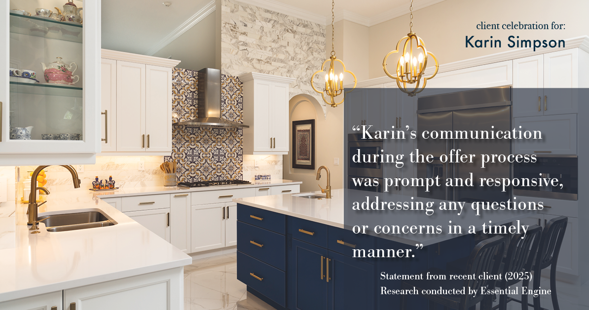 Testimonial for real estate agent Karin Simpson with Simpson Group Real Estate in , : "Karin's communication during the offer process was prompt and responsive, addressing any questions or concerns in a timely manner."