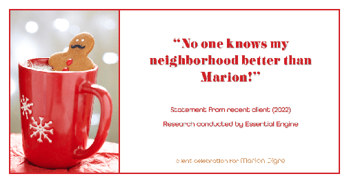 Testimonial for real estate agent Marion Digre with RE/MAX in River Forest, IL: "No one knows my neighborhood better than Marion!"