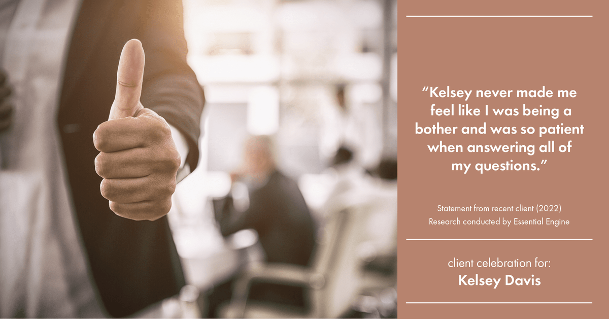 Testimonial for real estate agent Kelsey Davis with Elsie Halbert Real Estate LLC in Kaufman, TX: "Kelsey never made me feel like I was being a bother and was so patient when answering all of my questions."