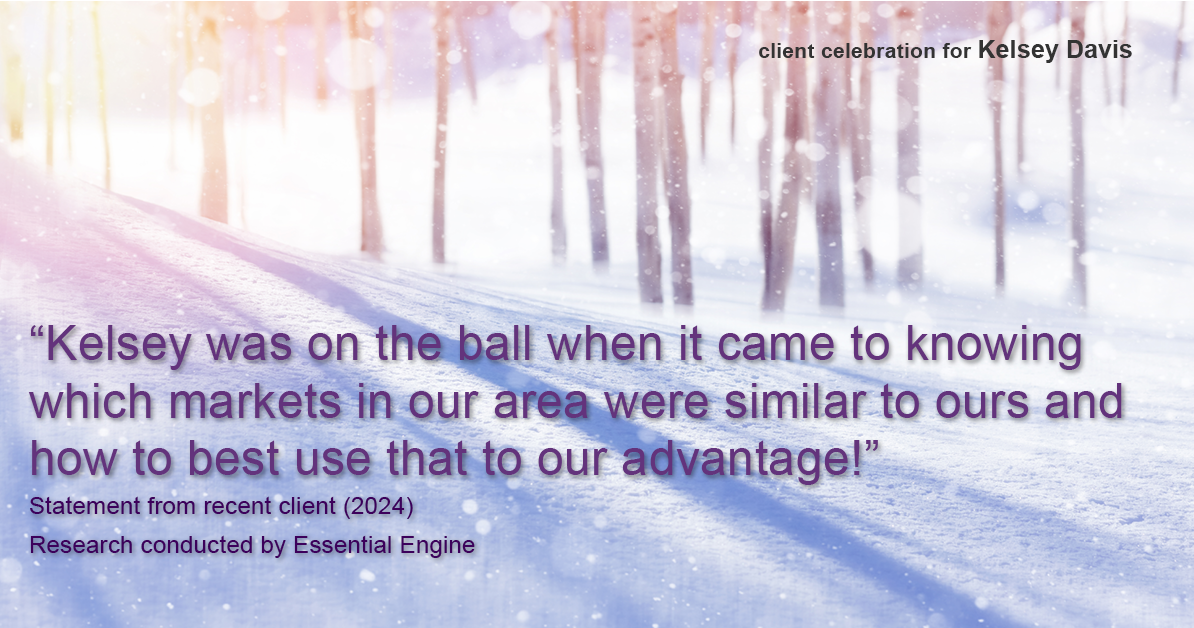 Testimonial for real estate agent Kelsey Davis with Elsie Halbert Real Estate LLC in Kaufman, TX: "Kelsey was on the ball when it came to knowing which markets in our area were similar to ours and how to best use that to our advantage!"