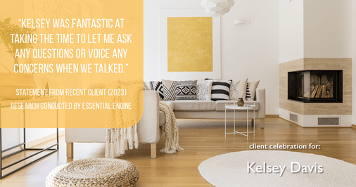 Testimonial for real estate agent Kelsey Davis with Elsie Halbert Real Estate LLC in Kaufman, TX: "Kelsey was fantastic at taking the time to let me ask any questions or voice any concerns when we talked."