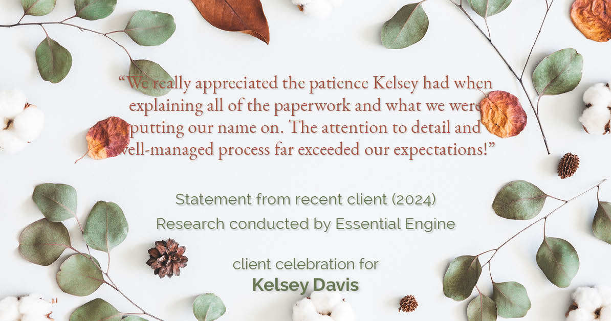 Testimonial for real estate agent Kelsey Davis with Elsie Halbert Real Estate LLC in Kaufman, TX: "We really appreciated the patience Kelsey had when explaining all of the paperwork and what we were putting our name on. The attention to detail and well-managed process far exceeded our expectations!"