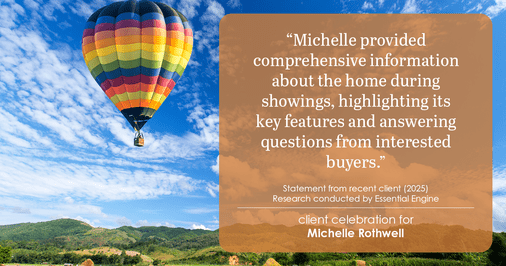 Testimonial for real estate agent Michelle Rothwell with RE/MAX Legacy in Chalfont, PA: "Michelle provided comprehensive information about the home during showings, highlighting its key features and answering questions from interested buyers."