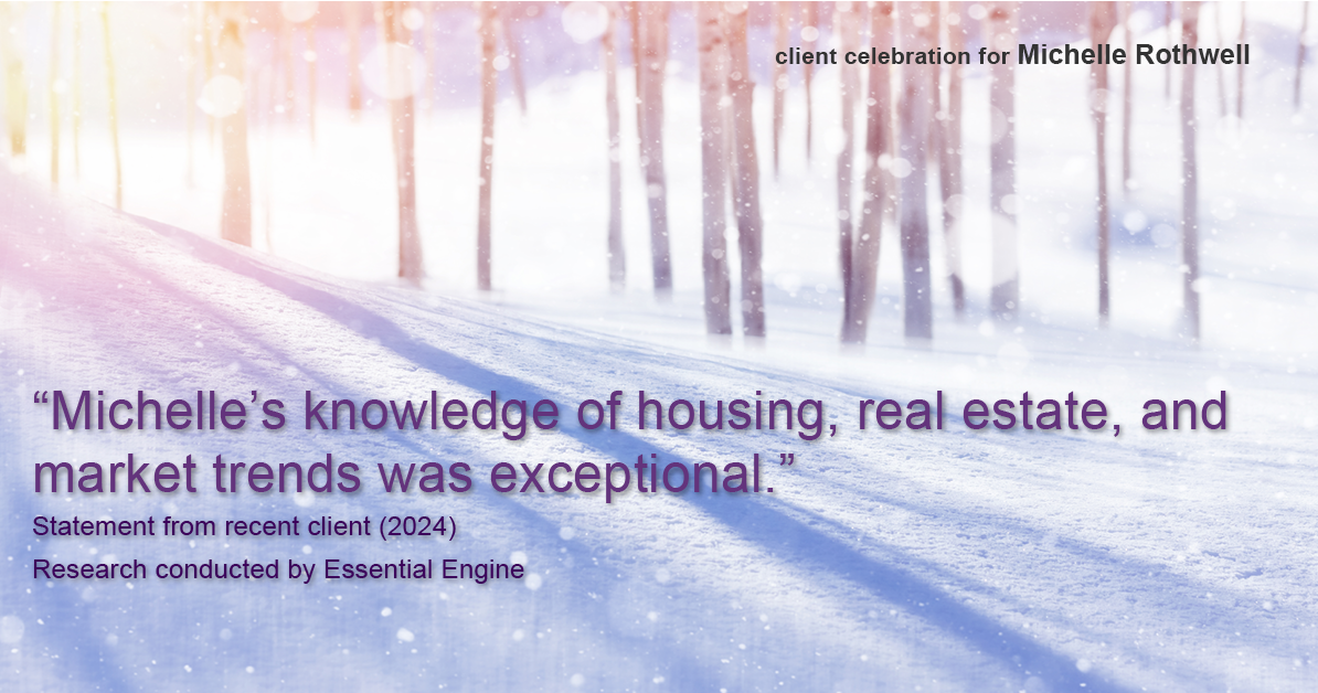 Testimonial for real estate agent Michelle Rothwell with RE/MAX Legacy in Chalfont, PA: "Michelle's knowledge of housing, real estate, and market trends was exceptional."