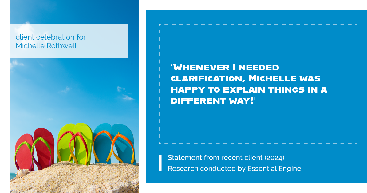 Testimonial for real estate agent Michelle Rothwell with RE/MAX Legacy in Chalfont, PA: "Whenever I needed clarification, Michelle was happy to explain things in a different way!"