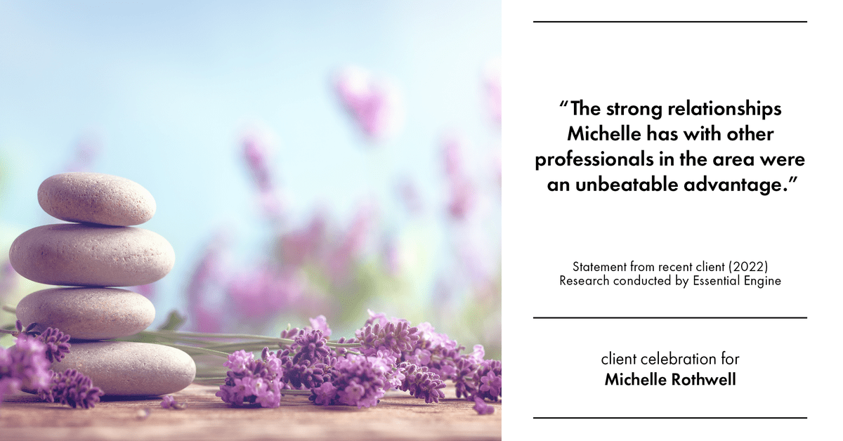 Testimonial for real estate agent Michelle Rothwell with RE/MAX Legacy in Chalfont, PA: "The strong relationships Michelle has with other professionals in the area were an unbeatable advantage."