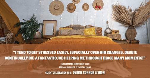 Testimonial for real estate agent Deb Connor Lisbon Chairman's Circle Gold, Realtor, GRI, SRES, ABR with BHHS Fox and Roach Realtors in , : "I tend to get stressed easily, especially over big changes. Debbie continually did a fantastic job helping me through those many moments!"