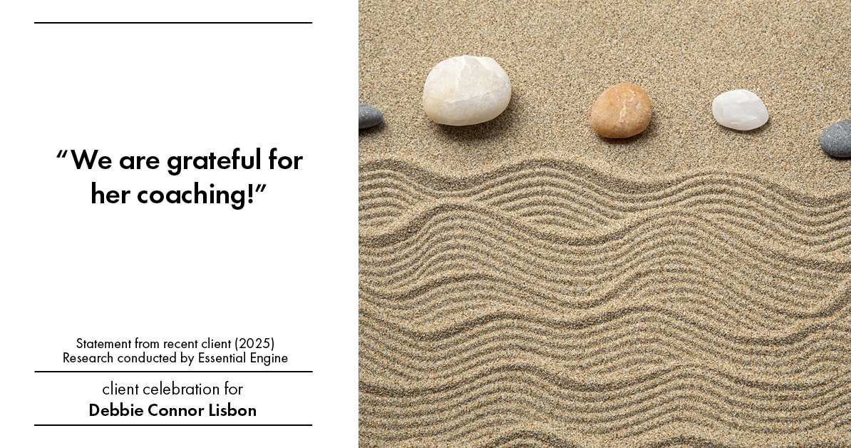Testimonial for real estate agent Deb Connor Lisbon Chairman's Circle Gold, Realtor, GRI, SRES, ABR with BHHS Fox and Roach Realtors in , : "We are grateful for her coaching!"