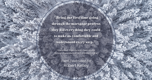 Testimonial for mortgage professional Robert Kelley with Evesham Mortgage in Marlton, NJ: "Being our first time going through the mortgage process they did everything they could to make us comfortable and understand every step."