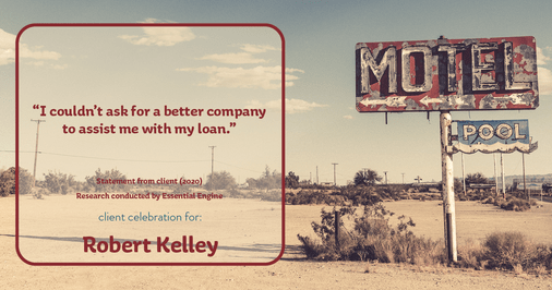 Testimonial for mortgage professional Robert Kelley with Evesham Mortgage in Marlton, NJ: "I couldn't ask for a better company to assist me with my loan."