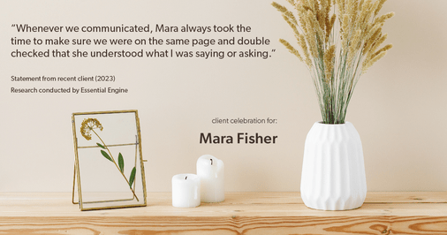 Testimonial for mortgage professional Mara Fisher with T2 Financial Revolution Mortg in , : "Whenever we communicated, Mara always took the time to make sure we were on the same page and double checked that she understood what I was saying or asking."