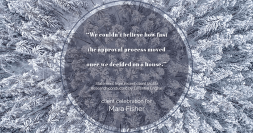 Testimonial for mortgage professional Mara Fisher with T2 Financial Revolution Mortg in Skippack, PA: "We couldn't believe how fast the approval process moved once we decided on a house."