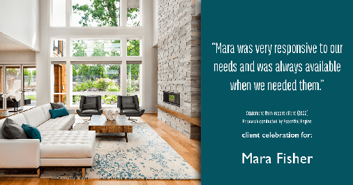 Testimonial for mortgage professional Mara Fisher with T2 Financial Revolution Mortg in Skippack, PA: "Mara was very responsive to our needs and was always available when we needed them."