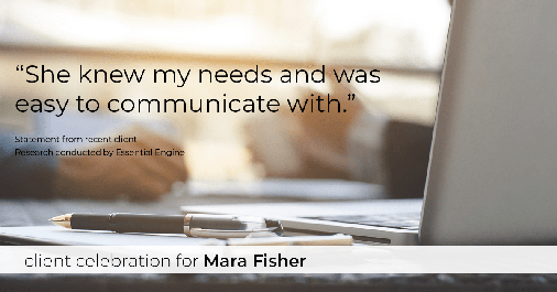 Testimonial for mortgage professional Mara Fisher with T2 Financial Revolution Mortg in , : "She knew my needs and was easy to communicate with."