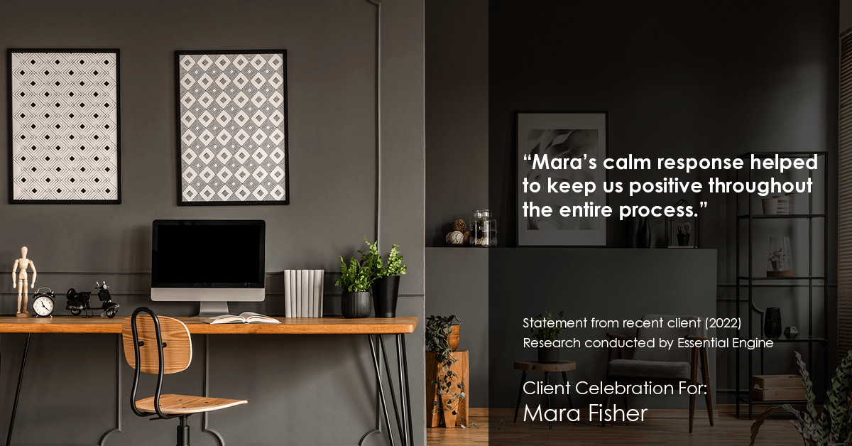 Testimonial for mortgage professional Mara Fisher with T2 Financial Revolution Mortg in , : "Mara's calm response helped to keep us positive throughout the entire process."