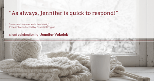 Testimonial for real estate agent Jennifer Vokolek with RE/MAX DFW Associates in , : "As always, Jennifer is quick to respond!"