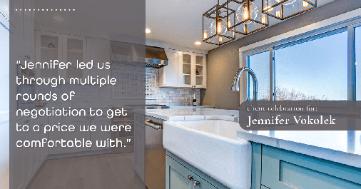 Testimonial for real estate agent Jennifer Vokolek with RE/MAX DFW Associates in , : "Jennifer led us through multiple rounds of negotiation to get to a price we were comfortable with."