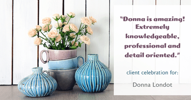 Testimonial for Donna Londot, real estate agent with  in Phoenix, AZ: "Donna is amazing! Extremely knowledgeable, professional and detail oriented."