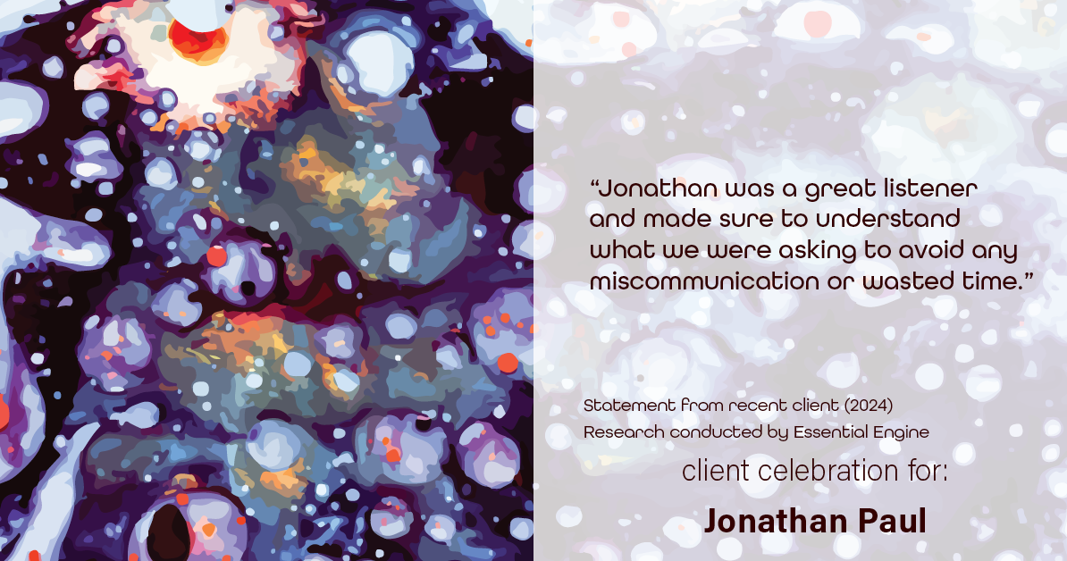 Testimonial for real estate agent Jonathan Paul with BHHS - Chicago in , : "Jonathan was a great listener and made sure to understand what we were asking to avoid any miscommunication or wasted time."