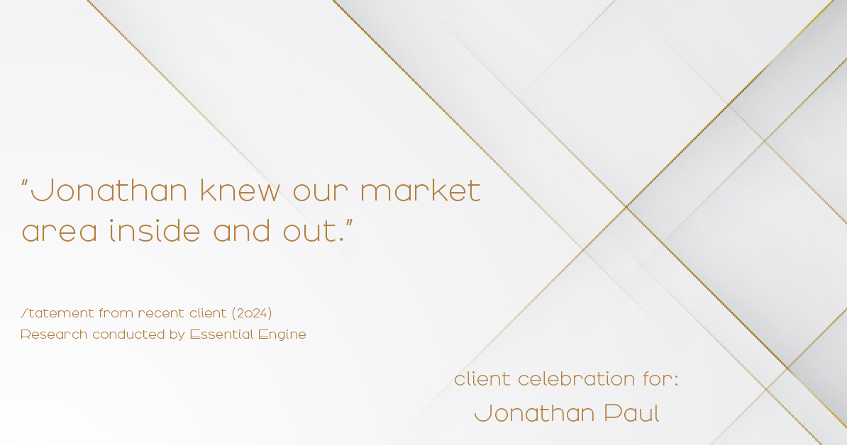 Testimonial for real estate agent Jonathan Paul with BHHS - Chicago in , : "Jonathan knew our market area inside and out."