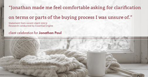 Testimonial for real estate agent Jonathan Paul with BHHS - Chicago in , : "Jonathan made me feel comfortable asking for clarification on terms or parts of the buying process I was unsure of."