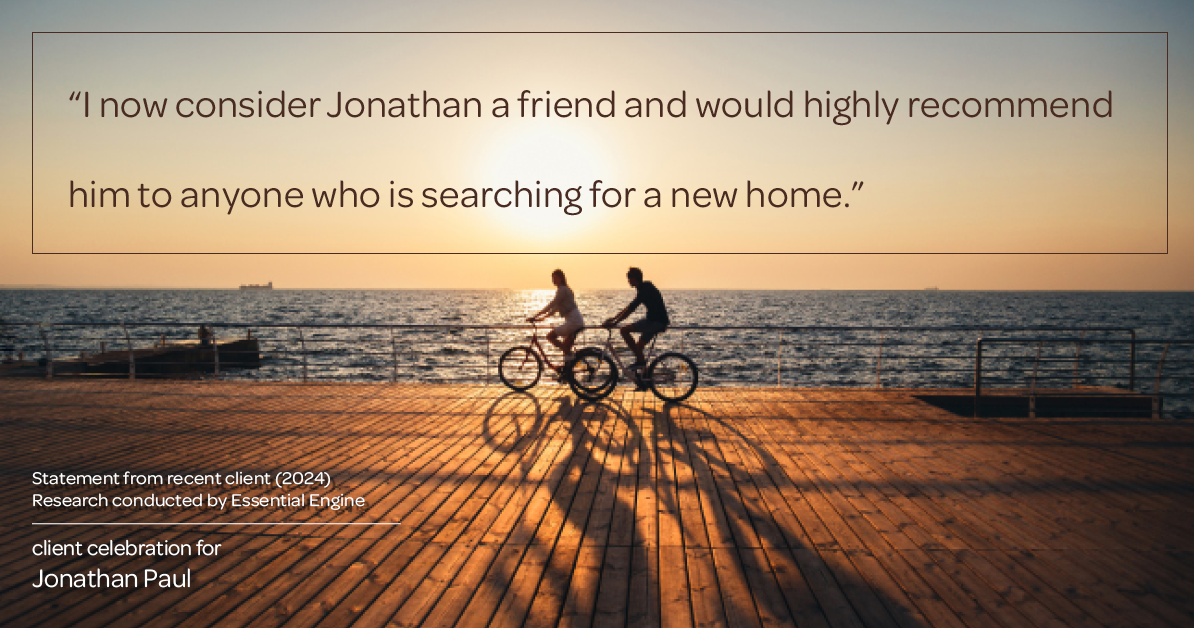 Testimonial for real estate agent Jonathan Paul with BHHS - Chicago in , : "I now consider Jonathan a friend and would highly recommend him to anyone who is searching for a new home."